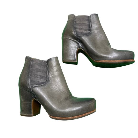 Kork-Ease Women's Gray Leather Shirome Platform Bootie Size 8M Boho - Picture 1 of 15